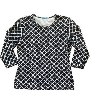 J. McLaughlin Black & White Top.  Size Medium. Made in the USA